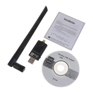 HAJAAN AC 1300Mbps Mini Wireless Wi-Fi Adapter | Dual Band 2.4GHz/5GHz | Bluetooth 5.0 | High-Gain 5dBi Antenna - Suitable for Desktop PC, Laptops
