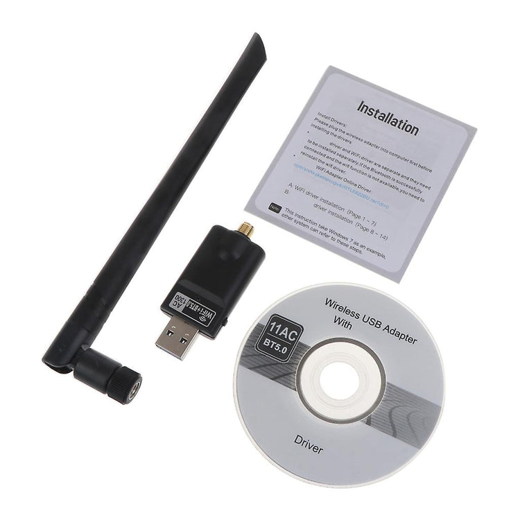 HAJAAN AC 1300Mbps Mini Wireless Wi-Fi Adapter | Dual Band 2.4GHz/5GHz | Bluetooth 5.0 | High-Gain 5dBi Antenna - Suitable for Desktop PC, Laptops