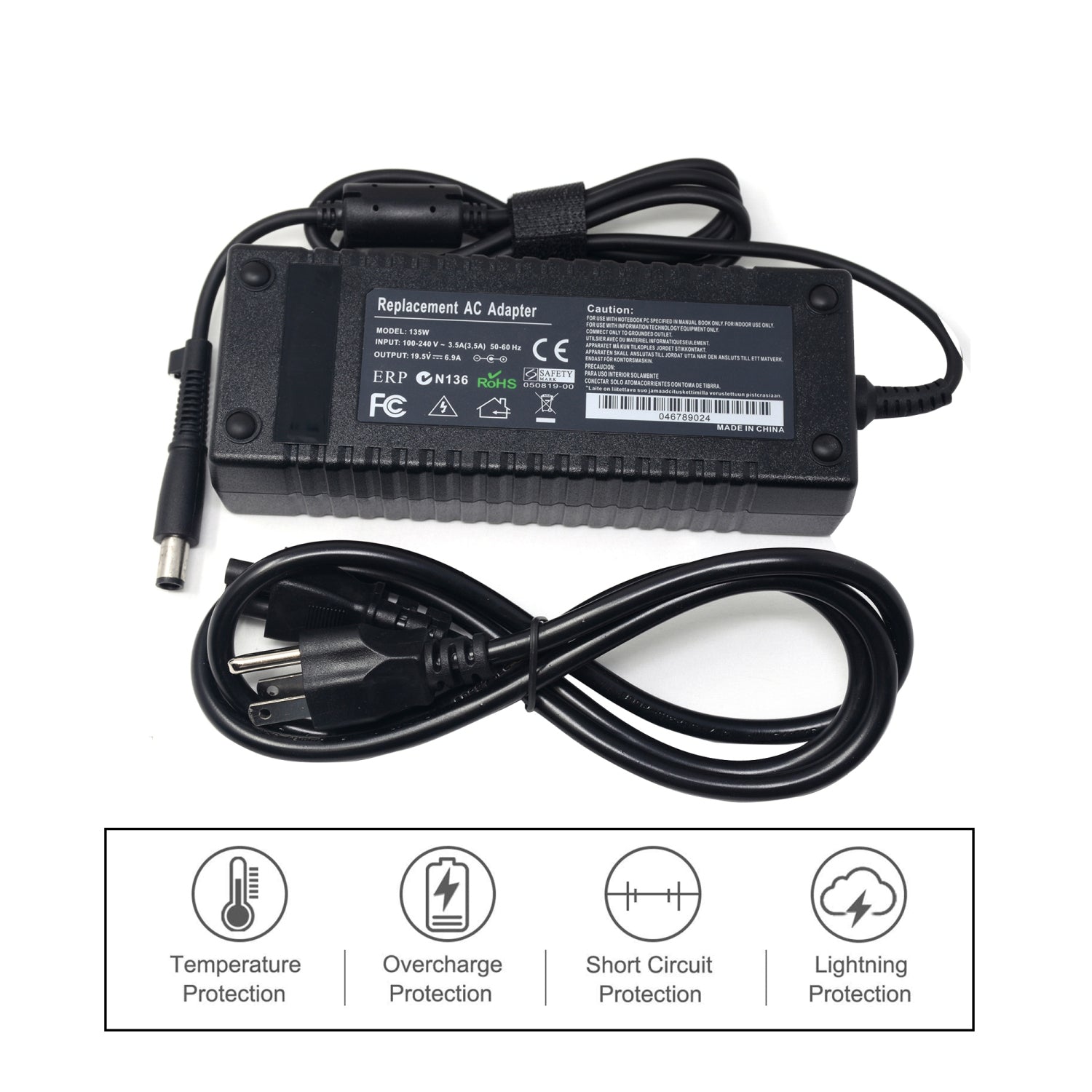 NEW 135W AC adapter charger for HP 19.5V/6.9A Desktop Power Adapter Compatible with HP Desktop 8200 8000 DC7800 Desktop