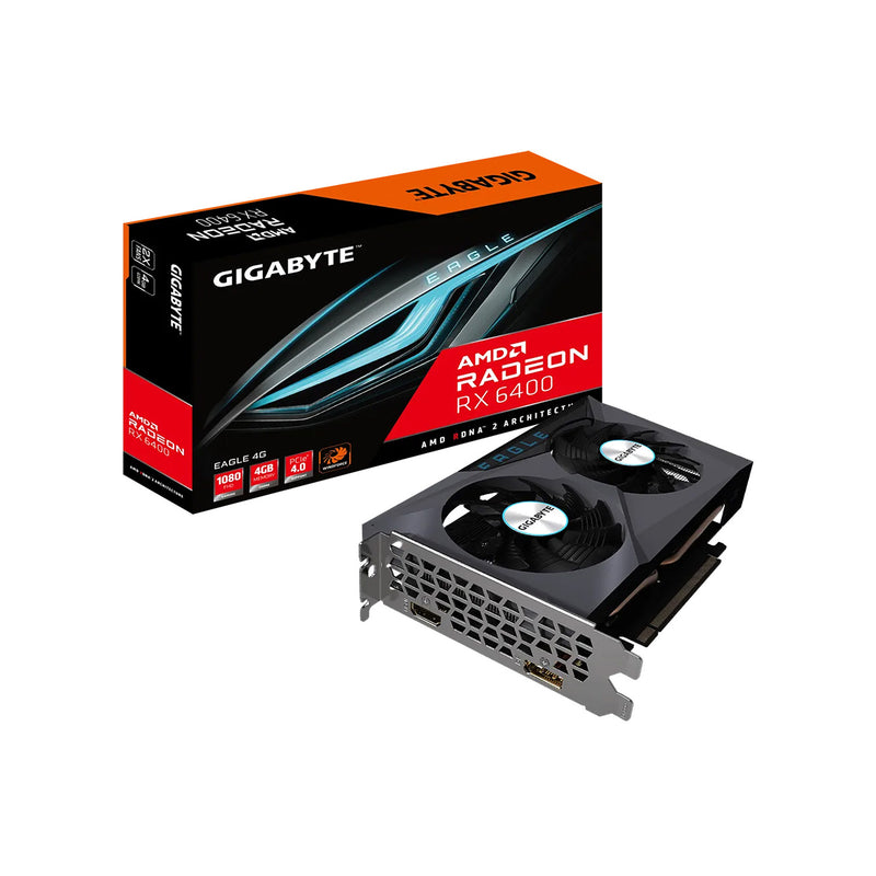 Gigabyte Radeon RX 6400 EAGLE Graphics card - 4GB GDDR6, PCI-E 4.0 Video card, HDMI, Display port (GV-R64EAGLE-4GD)