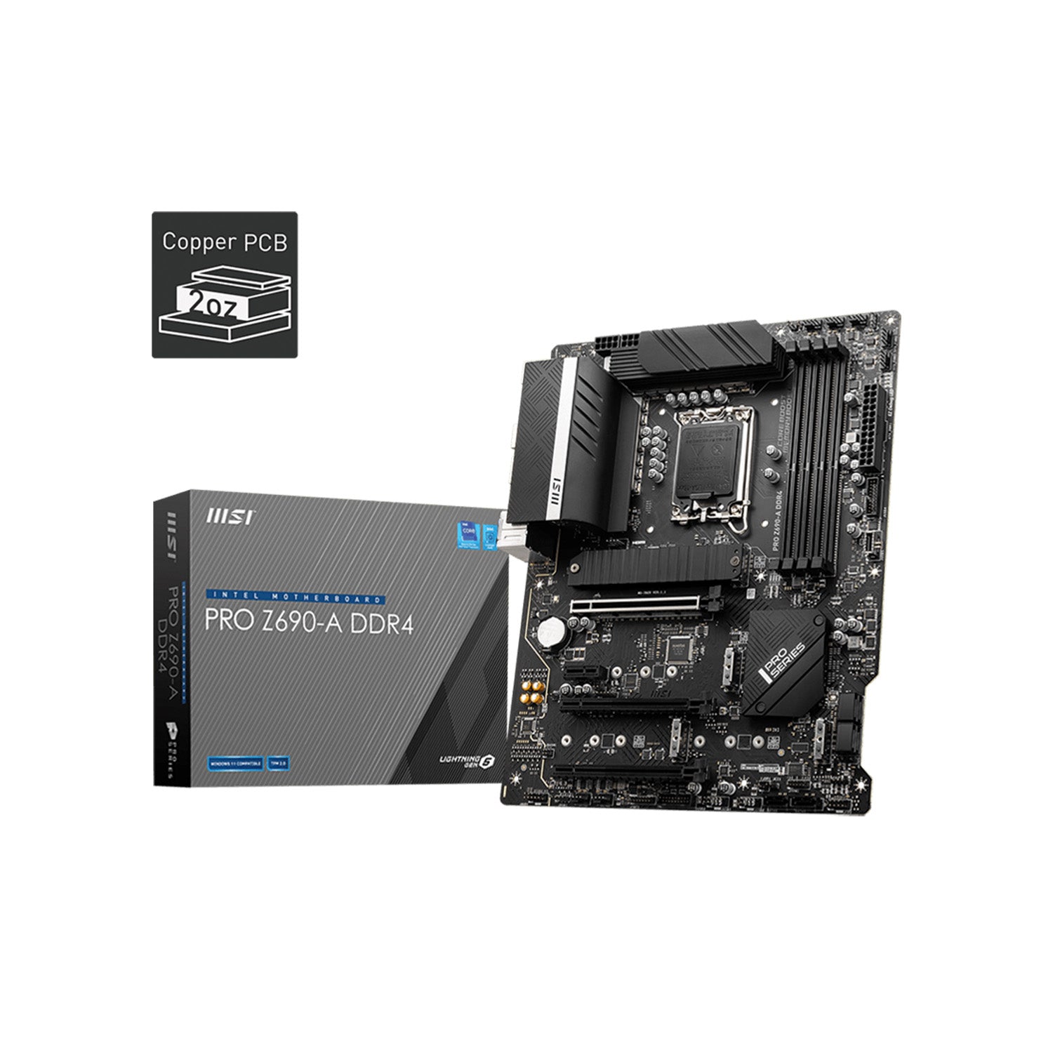 MSI PRO Z690-A DDR4 Motherboard, Support Intel Core 14th, 13th, 12th Gen Processors LGA 1700 Socket, Intel Z690 Chipset, ATX Form Factor, Up to 128GB DDR4,Windows 10,11 64-Bit