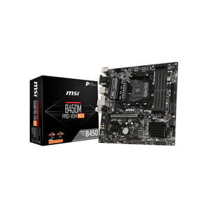 MSI B450M PRO-VDH MAX, Motherboard Micro-ATX AM4 Socket, AMD B550 Chipset, PCIe M.2 Slots, 64GB DDR4, D-SUB DVI HDMI, Support Windows 7, 10 64-Bit