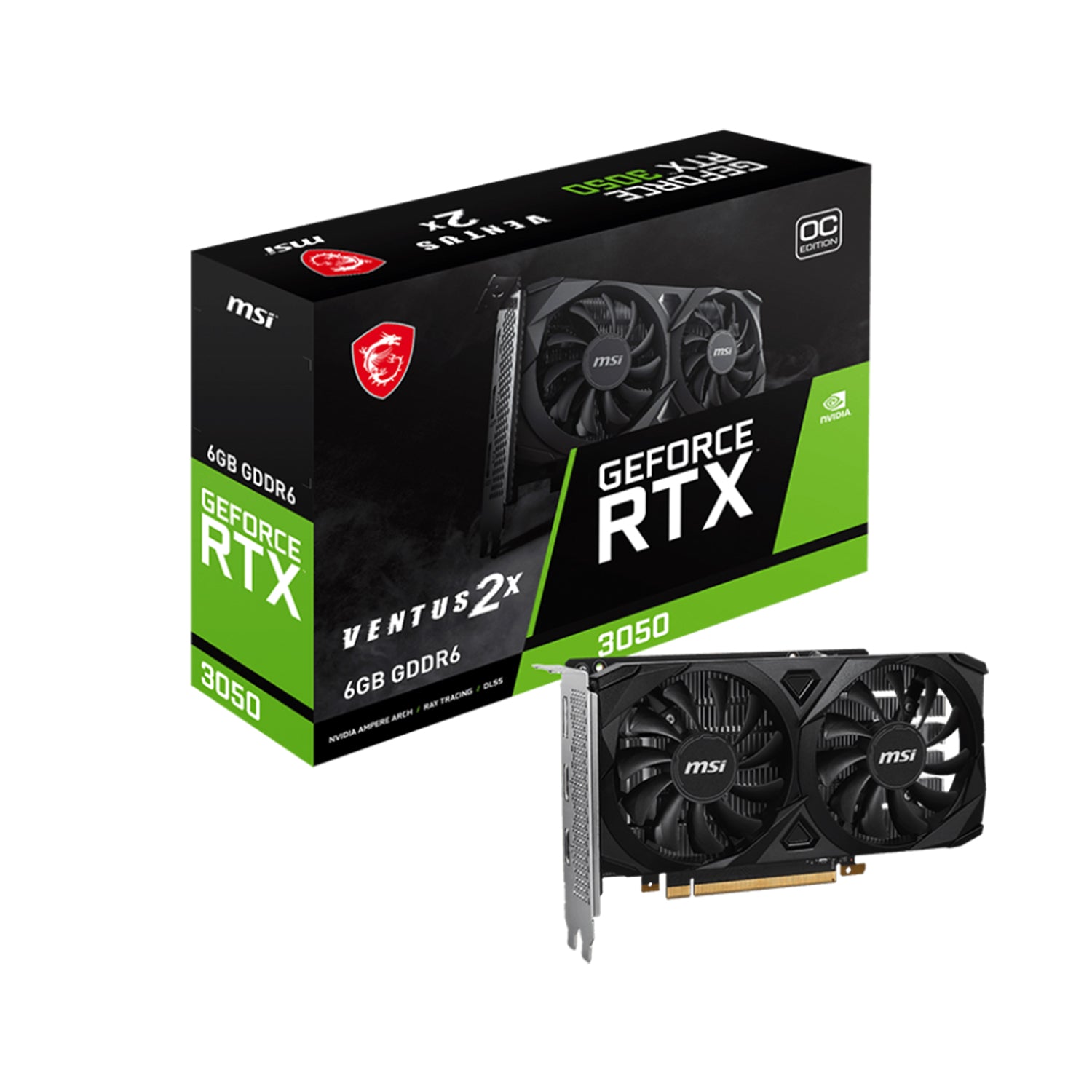 MSI GeForce RTX 3050 6GB, GDDR6 OC Graphics Card, Low Profile / High Profile