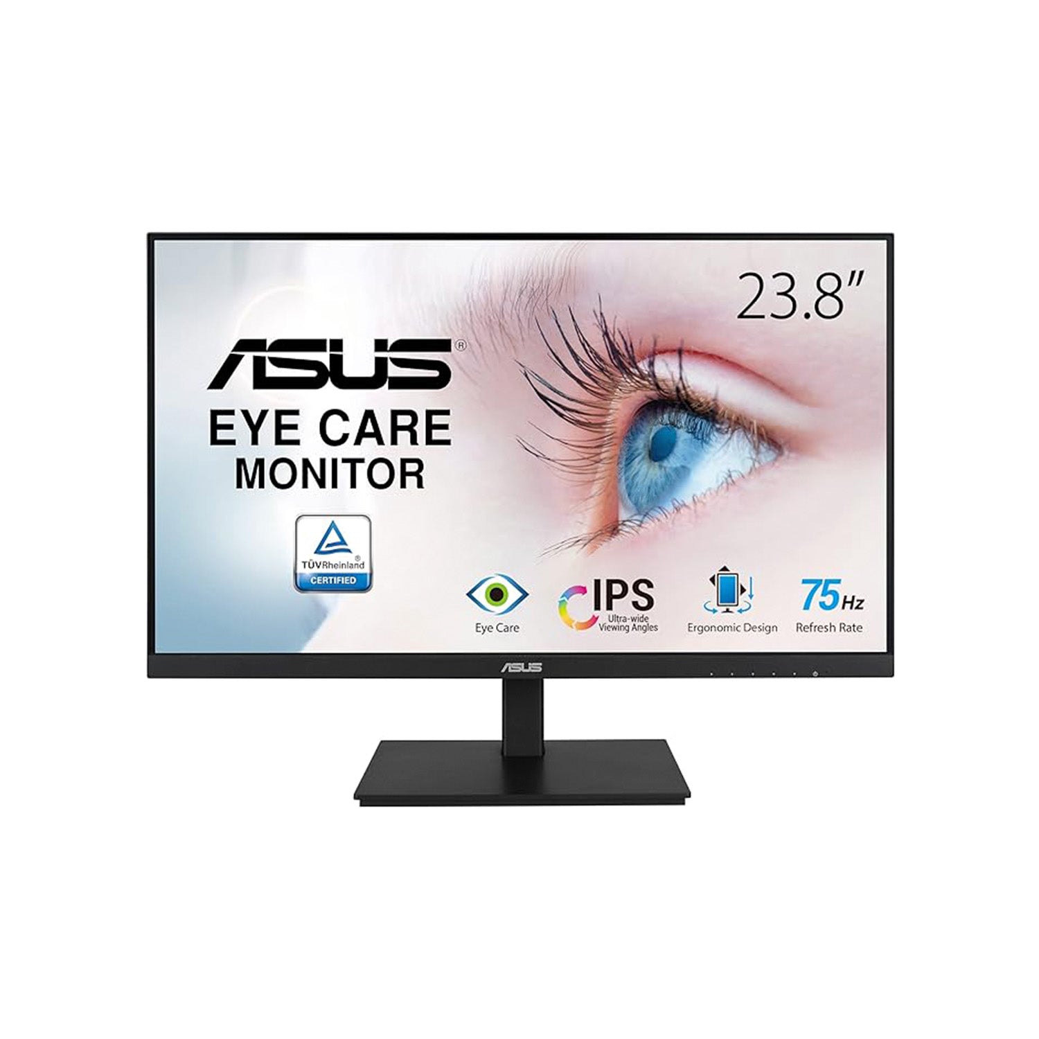 ASUS 24" Inch IPS Full HD(1920 x 1080) monitor 75Hz Refresh Rate Adaptive-Sync, Flicker Free, Speakers, VESA, HDMI, DisplayPort, VGA, Height Adjustable (VA24DQSB)