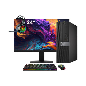 Dell OptiPlex 7050 SFF Desktop PC - Intel Core i5 - 6th Gen Up to 3.60 GHz Processor, 16GB DDR4 RAM, 512GB - 1TB SSD, Windows 10 Pro, New 24/27 inch FHD Monitor, RGB Speaker / SoundBar / Headset - Refurbished
