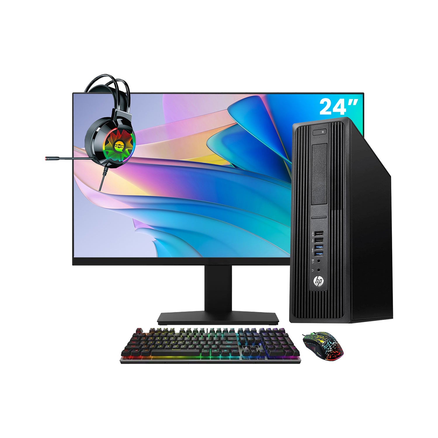 HP Z240 Workstation SFF Desktop PC - Intel Core i5 - 6th Gen Up to 3.60 GHz Processor, 16GB DDR4 RAM, 512GB - 1TB SSD, Windows 10 Pro, New 24/27 inch FHD Monitor, RGB Speaker / SoundBar / Headset - Refurbished