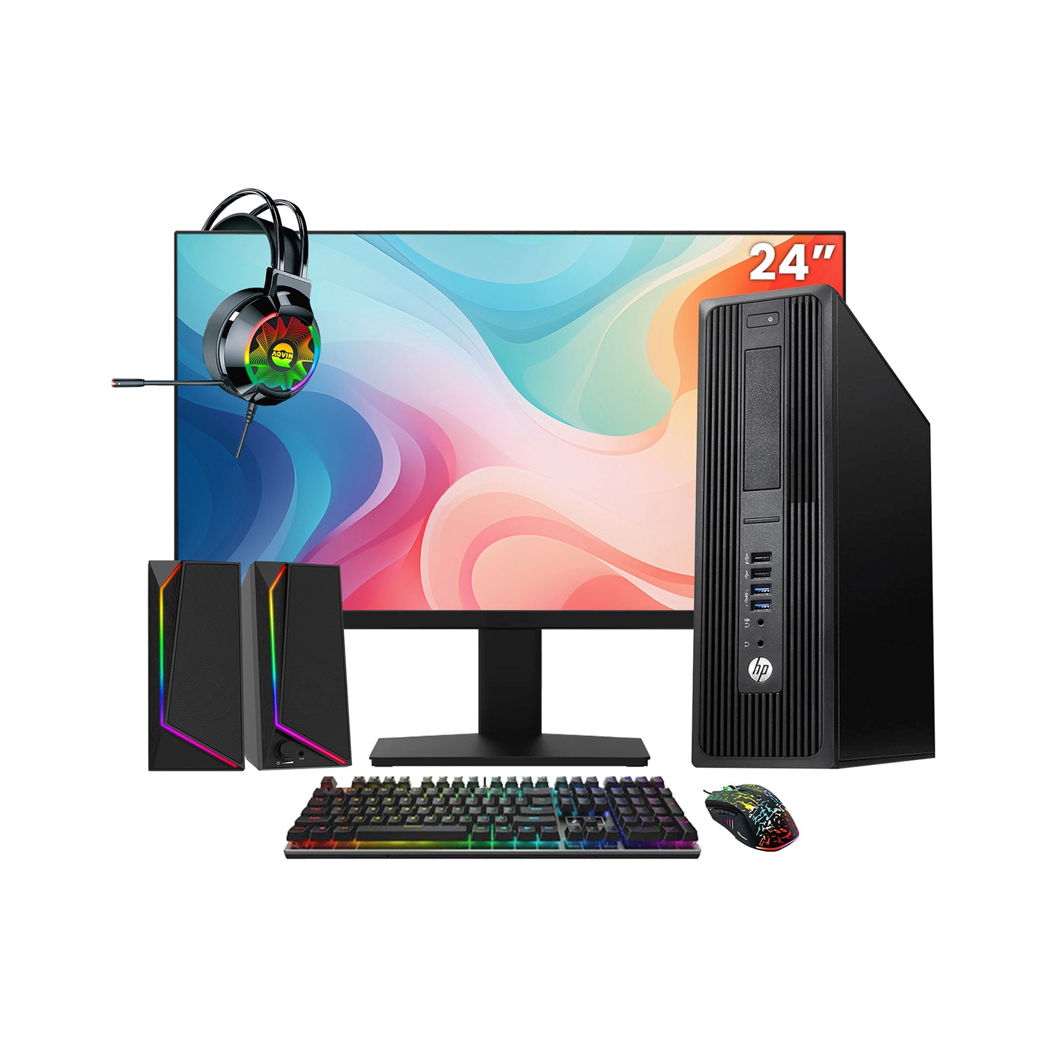 HP Z240 Workstation SFF Desktop PC - Intel Core i5 - 6th Gen Up to 3.60 GHz Processor, 16GB DDR4 RAM, 512GB - 1TB SSD, Windows 10 Pro, New 24/27 inch FHD Monitor, RGB Speaker / SoundBar / Headset - Refurbished