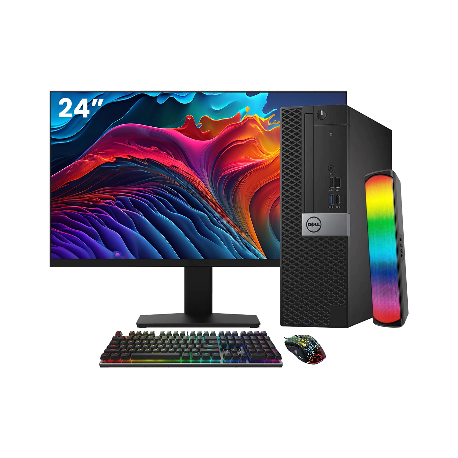Dell OptiPlex 7050 SFF Desktop PC - Intel Core i5 - 6th Gen Up to 3.60 GHz Processor, 16GB DDR4 RAM, 512GB - 1TB SSD, Windows 10 Pro, New 24/27 inch FHD Monitor, RGB Speaker / SoundBar / Headset - Refurbished