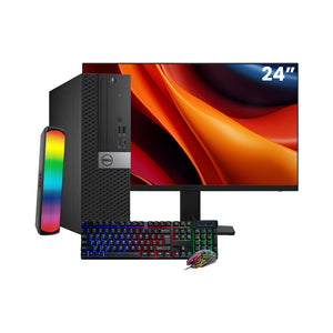 Dell OptiPlex 7050 SFF Desktop PC - Intel Core i5 - 6th Gen Up to 3.60 GHz Processor, 16GB DDR4 RAM, 512GB - 1TB SSD, Windows 10 Pro, New 24/27 inch FHD Monitor, RGB Speaker / SoundBar / Headset - Refurbished