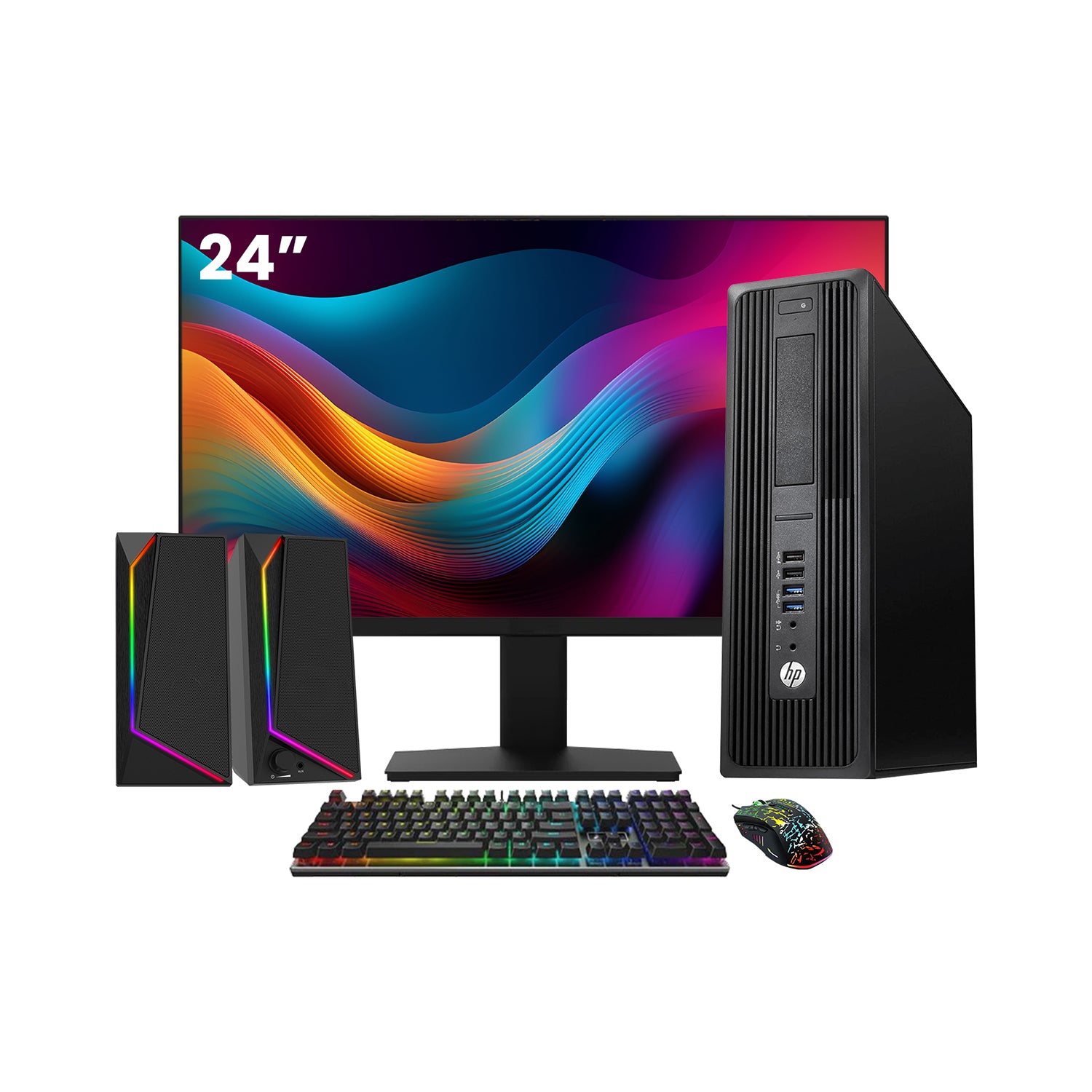 HP Z240 Workstation SFF Desktop PC - Intel Core i5 - 6th Gen Up to 3.60 GHz Processor, 16GB DDR4 RAM, 512GB - 1TB SSD, Windows 10 Pro, New 24/27 inch FHD Monitor, RGB Speaker / SoundBar / Headset - Refurbished