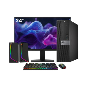 Dell OptiPlex 7050 SFF Desktop PC - Intel Core i5 - 6th Gen Up to 3.60 GHz Processor, 16GB DDR4 RAM, 512GB - 1TB SSD, Windows 10 Pro, New 24/27 inch FHD Monitor, RGB Speaker / SoundBar / Headset - Refurbished