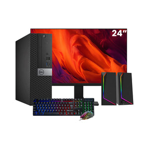 Dell OptiPlex 7050 SFF Desktop PC - Intel Core i5 - 6th Gen Up to 3.60 GHz Processor, 16GB DDR4 RAM, 512GB - 1TB SSD, Windows 10 Pro, New 24/27 inch FHD Monitor, RGB Speaker / SoundBar / Headset - Refurbished