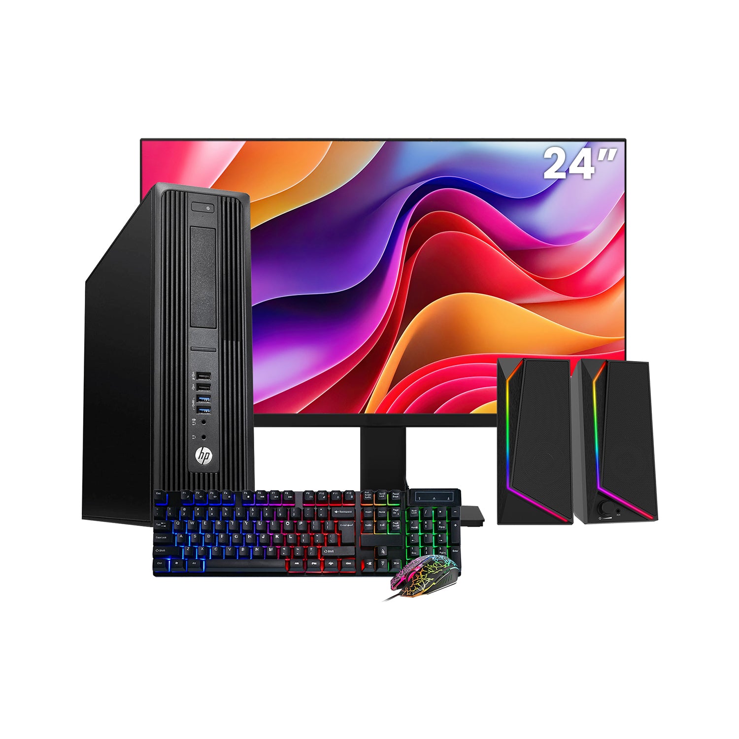 HP Z240 Workstation SFF Desktop PC - Intel Core i5 - 6th Gen Up to 3.60 GHz Processor, 16GB DDR4 RAM, 512GB - 1TB SSD, Windows 10 Pro, New 24/27 inch FHD Monitor, RGB Speaker / SoundBar / Headset - Refurbished