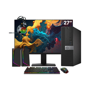 Dell OptiPlex 7050 SFF Desktop PC - Intel Core i5 - 6th Gen Up to 3.60 GHz Processor, 16GB DDR4 RAM, 512GB - 1TB SSD, Windows 10 Pro, New 24/27 inch FHD Monitor, RGB Speaker / SoundBar / Headset - Refurbished