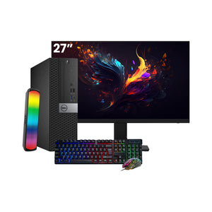 Dell OptiPlex 7050 SFF Desktop PC - Intel Core i5 - 6th Gen Up to 3.60 GHz Processor, 16GB DDR4 RAM, 512GB - 1TB SSD, Windows 10 Pro, New 24/27 inch FHD Monitor, RGB Speaker / SoundBar / Headset - Refurbished