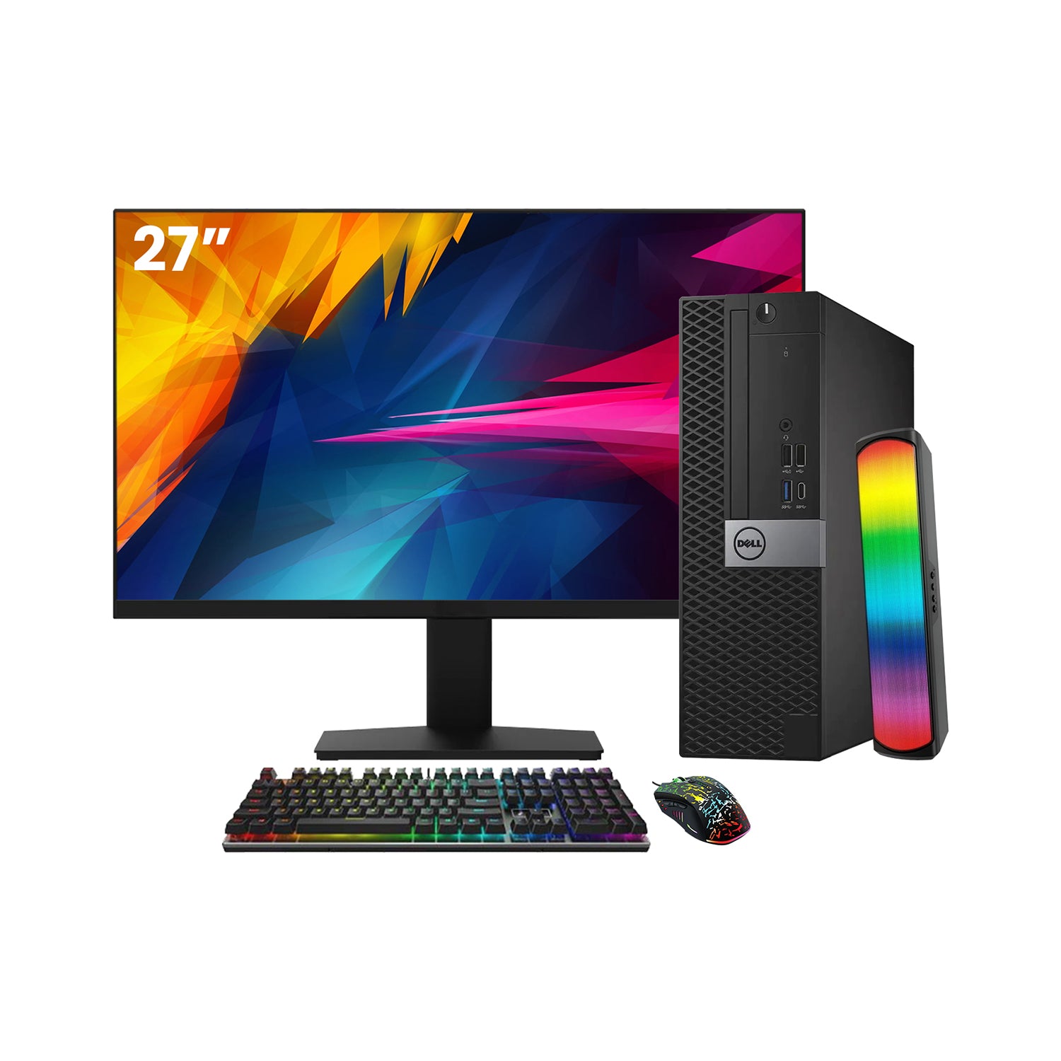 Dell OptiPlex 7050 SFF Desktop PC - Intel Core i5 - 6th Gen Up to 3.60 GHz Processor, 16GB DDR4 RAM, 512GB - 1TB SSD, Windows 10 Pro, New 24/27 inch FHD Monitor, RGB Speaker / SoundBar / Headset - Refurbished