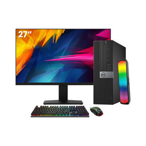 Dell OptiPlex 7050 SFF Desktop PC - Intel Core i5 - 6th Gen Up to 3.60 GHz Processor, 16GB DDR4 RAM, 512GB - 1TB SSD, Windows 10 Pro, New 24/27 inch FHD Monitor, RGB Speaker / SoundBar / Headset - Refurbished