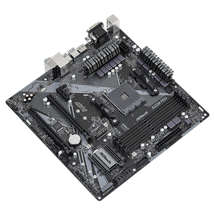 AsRock B450M PRO4 R2.0 Motherboard, AMD AM4 Socket, AMD B450 Chipset, SATA 6Gbps Micro ATX  with DDR4 Up to 128GB, Dual M.2 For SSD, USB 3.2 Gen 2 ports, Support Windows 11 and VR Ready