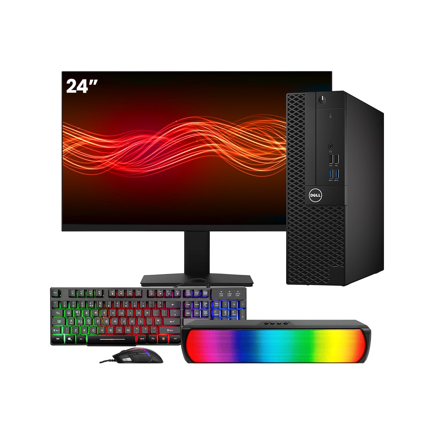 Dell OptiPlex 3050 SFF Desktop PC - Intel Core i5 - 6th Gen Up to 3.60 GHz Processor, 16GB DDR4 RAM, 512GB - 1TB SSD, Windows 10 Pro, New 24/27 inch FHD Monitor, RGB Speaker / SoundBar / Headset - Refurbished