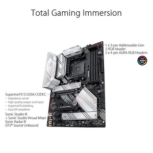 ASUS ROG STRIX B550-A Gaming Motherboard, AMD B550 Chipset, AMD AM4 Socket, 4 x DIMM, Max Memory 128GB, DDR4, ATX Form Factor, Support Windows 10 64-Bit,HDMI and Display Port