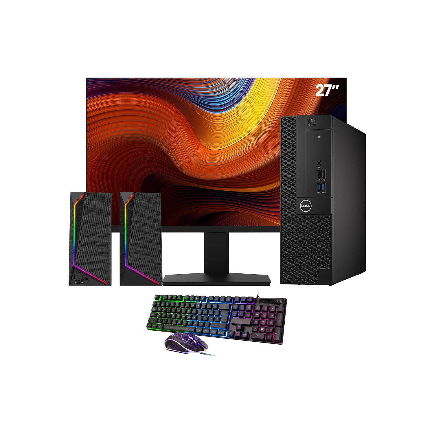 Dell OptiPlex 3050 SFF Desktop PC - Intel Core i5 - 6th Gen Up to 3.60 GHz Processor, 16GB DDR4 RAM, 512GB - 1TB SSD, Windows 10 Pro, New 24/27 inch FHD Monitor, RGB Speaker / SoundBar / Headset - Refurbished