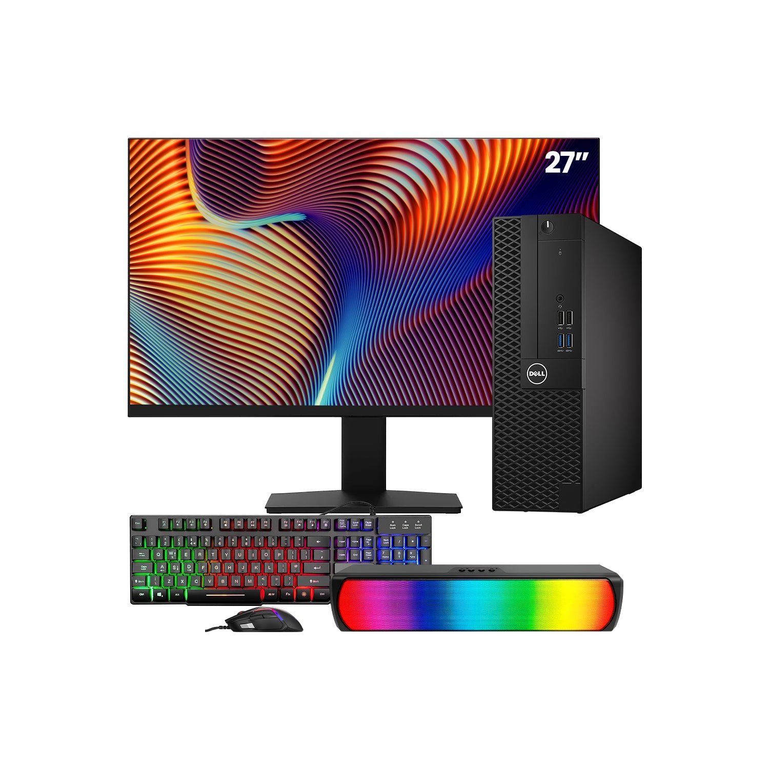 Dell OptiPlex 3050 SFF Desktop PC - Intel Core i5 - 6th Gen Up to 3.60 GHz Processor, 16GB DDR4 RAM, 512GB - 1TB SSD, Windows 10 Pro, New 24/27 inch FHD Monitor, RGB Speaker / SoundBar / Headset - Refurbished