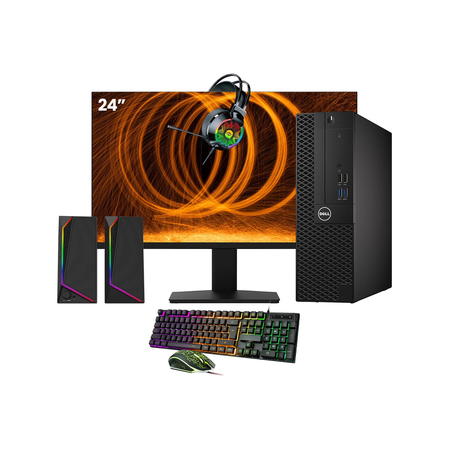 Dell OptiPlex 3050 SFF Desktop PC - Intel Core i5 - 6th Gen Up to 3.60 GHz Processor, 16GB DDR4 RAM, 512GB - 1TB SSD, Windows 10 Pro, New 24/27 inch FHD Monitor, RGB Speaker / SoundBar / Headset - Refurbished