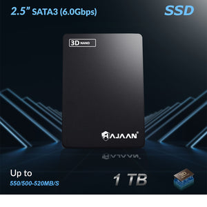 HAJAAN 1 TB Internal PC SSD- SATA III 6 Gb/s, 3D NAND TLC, 2.5”, Up to 550MB/s, Internal Solid State Drive for Laptop Tablet PC Desktop,1 year warranty