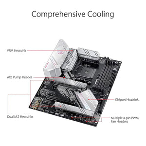 ASUS ROG STRIX B550-A Gaming Motherboard, AMD B550 Chipset, AMD AM4 Socket, 4 x DIMM, Max Memory 128GB, DDR4, ATX Form Factor, Support Windows 10 64-Bit,HDMI and Display Port