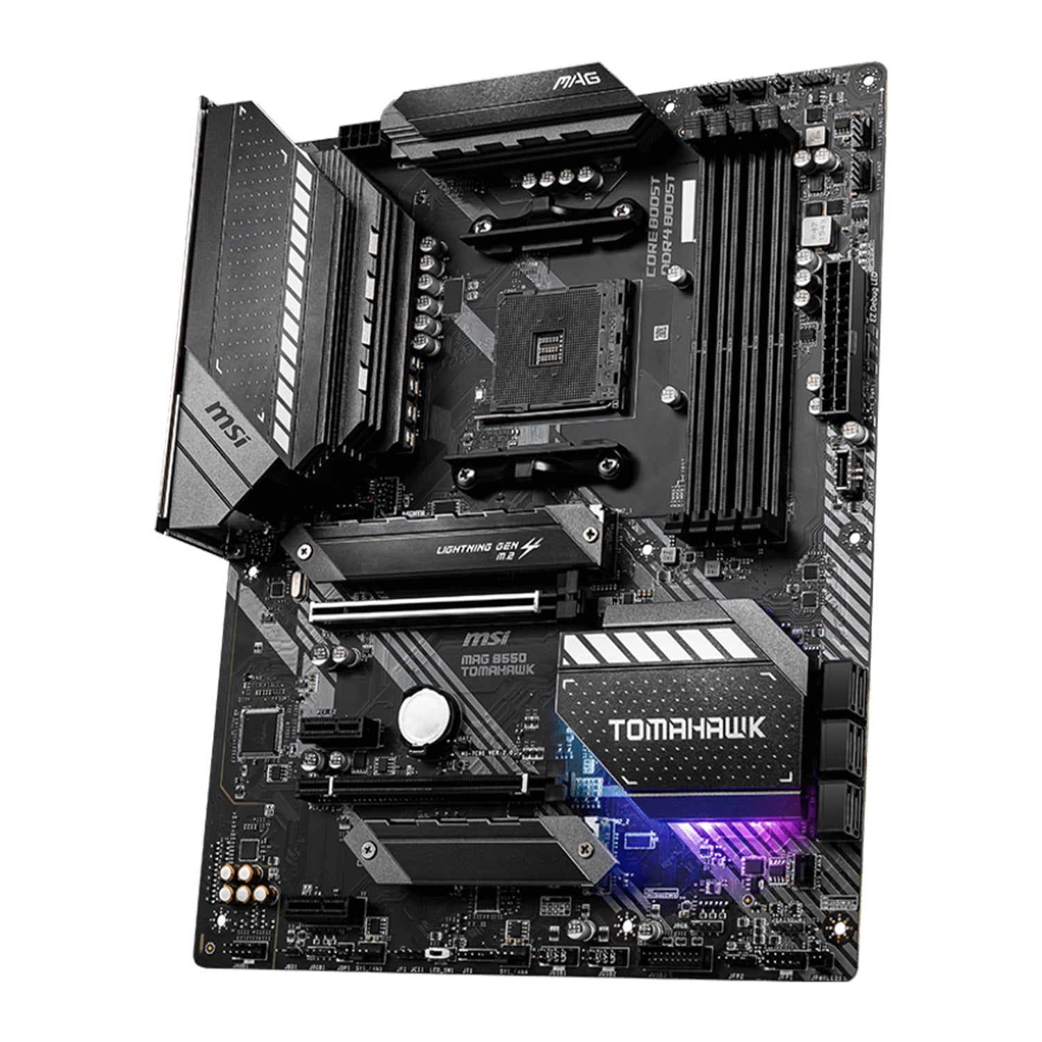 MSI MAG B550 TOMAHAWK Motherboard, AMD B550 Chipset, AM4 Socket, (Max Memory 128GB DDR4), ATX, Supports AMD Ryzen, Display Port and HDMI, Windows 10 64-Bit