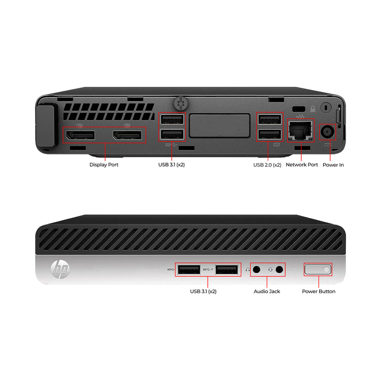 HP ProDesk 400 G4 Tiny High Performance Desktop PC (Intel Core i5 - 8th Gen Up to 4.10 GHz Processor / 16GB - 32GB DDR4 RAM / 512GB - 2TB SSD / Windows 11 Pro) Wired Keyboard and Mouse - Refurbished