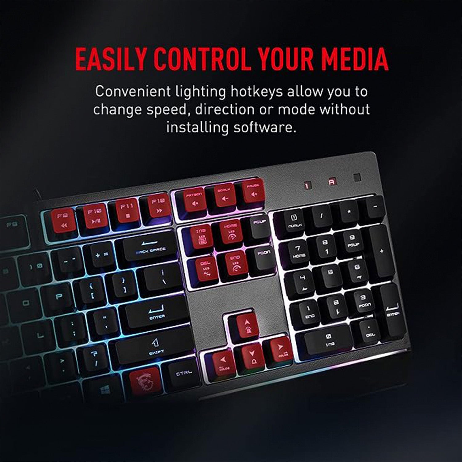 MSI VIGOR GK30 COMBO - Mechanical Gaming Keyboard RGB Backlit USB Wired Keyboard with Plunger Switches 20-key anti-ghosting 104 Keys, for Desktop PC - Black