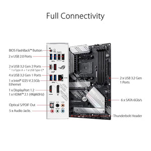 ASUS ROG STRIX B550-A Gaming Motherboard, AMD B550 Chipset, AMD AM4 Socket, 4 x DIMM, Max Memory 128GB, DDR4, ATX Form Factor, Support Windows 10 64-Bit,HDMI and Display Port