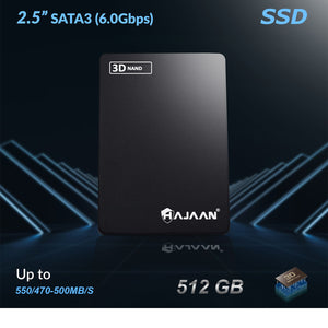 HAJAAN 512 GB Internal PC SSD – SATA III 6 Gb/s, 3D NAND TLC 2.5" Up to 550 MB/S, Internal Solid State Drive for Laptop Tablet PC Desktop 1 Year Warranty