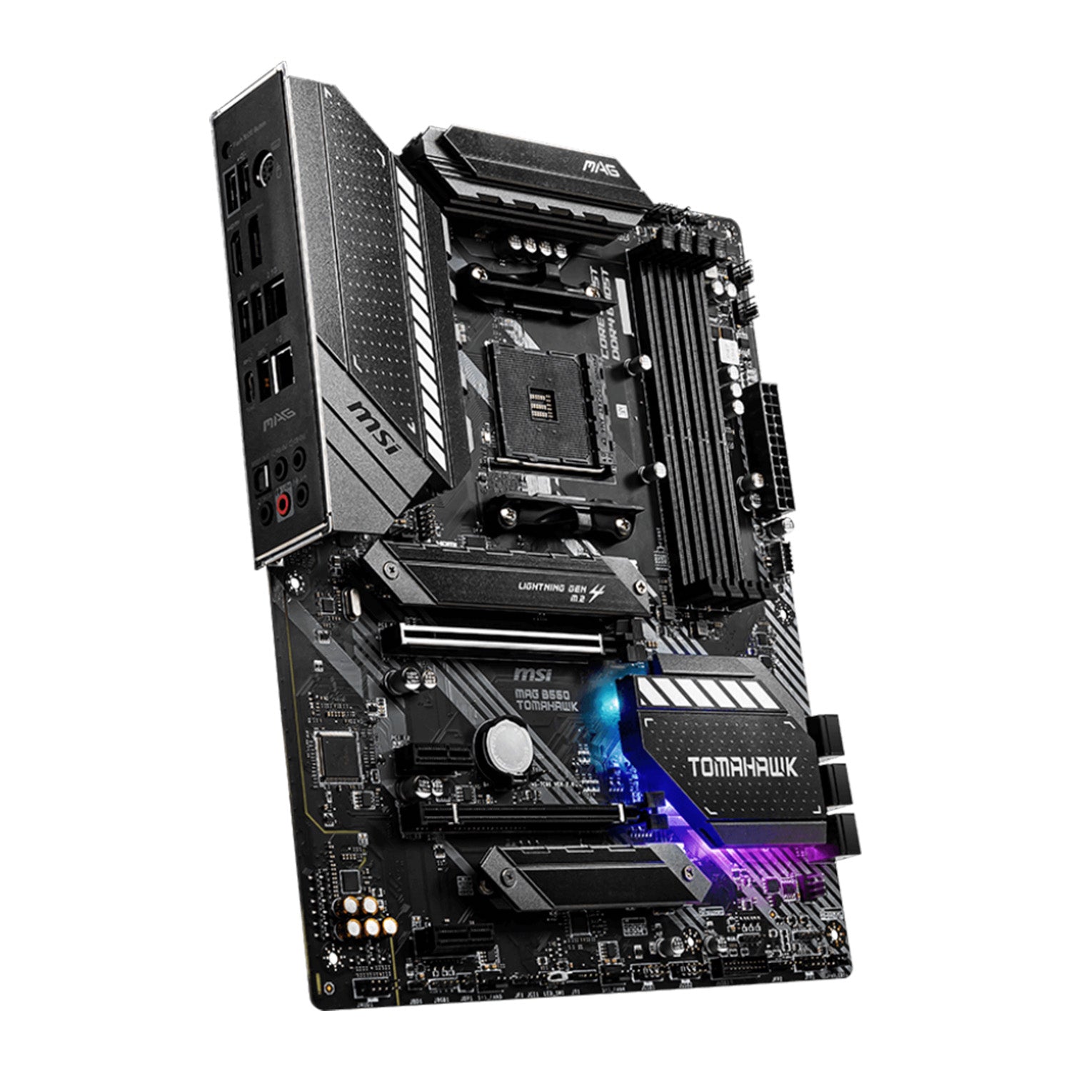 MSI MAG B550 TOMAHAWK Motherboard, AMD B550 Chipset, AM4 Socket, (Max Memory 128GB DDR4), ATX, Supports AMD Ryzen, Display Port and HDMI, Windows 10 64-Bit