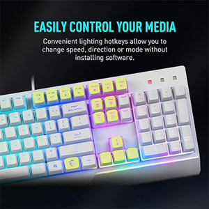MSI VIGOR GK30 COMBO - Mechanical Gaming Keyboard RGB Backlit With 7 Lighting Effects, USB Wired Keyboard, Plunger Switches 20-key Anti-ghosting 108 Keys, For Desktop PC - White