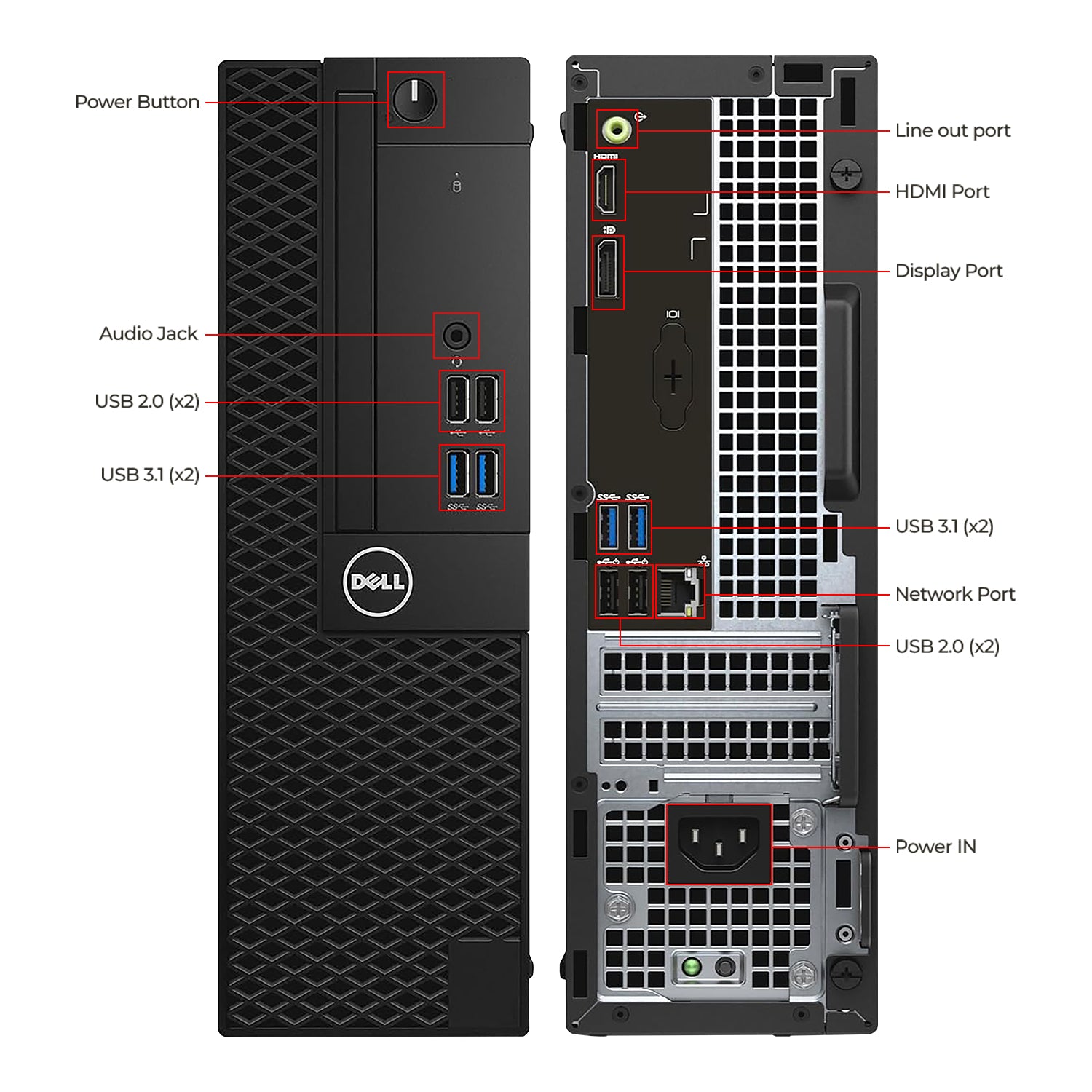 Dell OptiPlex 3050 SFF Desktop PC - Intel Core i5 - 6th Gen Up to 3.60 GHz Processor, 16GB DDR4 RAM, 512GB - 1TB SSD, Windows 10 Pro, New 24/27 inch FHD Monitor, RGB Speaker / SoundBar / Headset - Refurbished