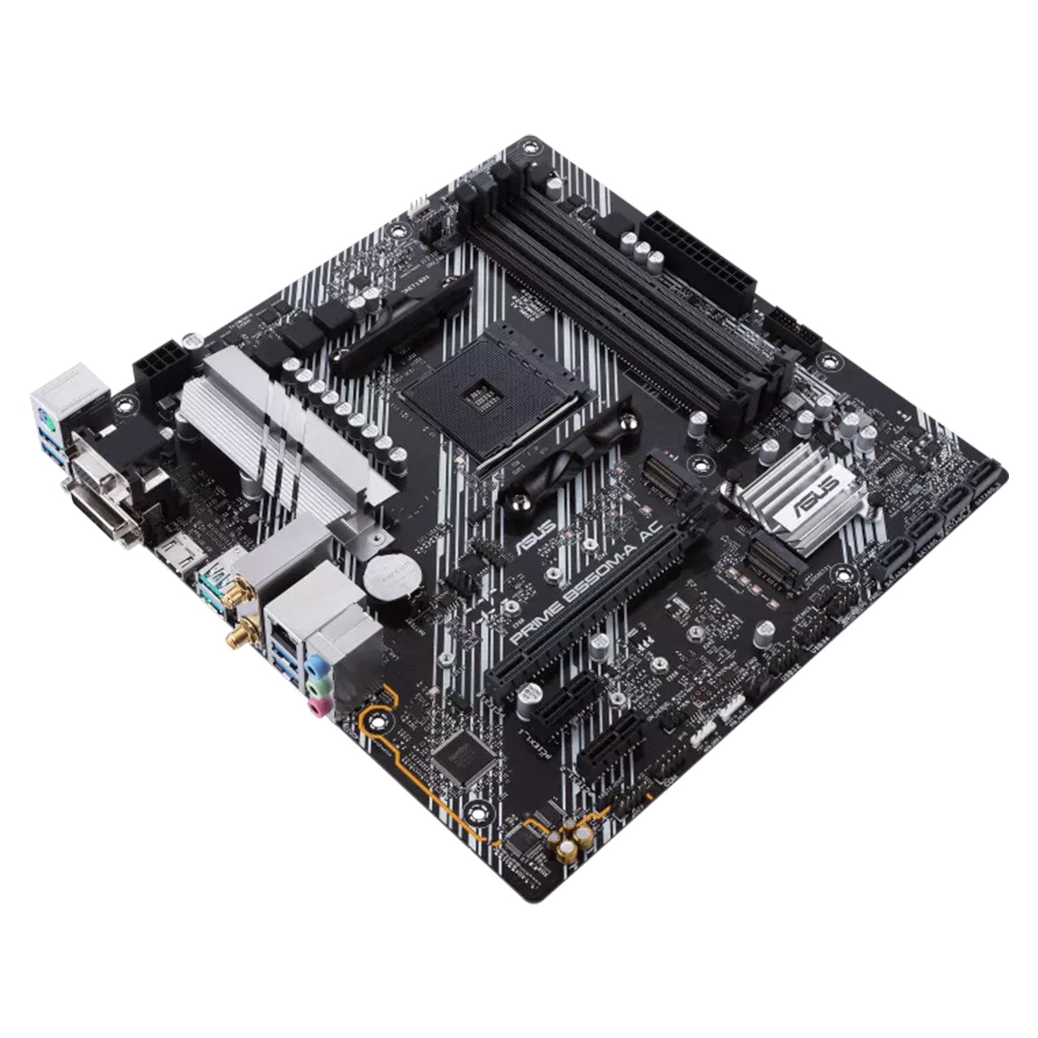 ASUS PRIME B550M-A AC Micro ATX Motherboard, AMD B550 Chipset, AM4 Socket - AMD Ryzen, upto 128GB DDR4, PCIe 4.0, dual M.2 Slot, WiFi, HDMI 2.1b/DVI/D-Sub, BIOS Flashback and Aura Sync RGB Lights Support Windows 10 - 64-Bit