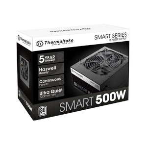 Thermaltake Smart Series 500W Power Supply SLI, ATX Form Factor, CrossFire Ready Continuous Power,120mm Ultra Quiet Cooling Fan, ATX 12V V2.3 | EPS 12V 80 PLUS Certified Active PFC Haswell Ready (PS-SPD-0500NPCWUS-W)