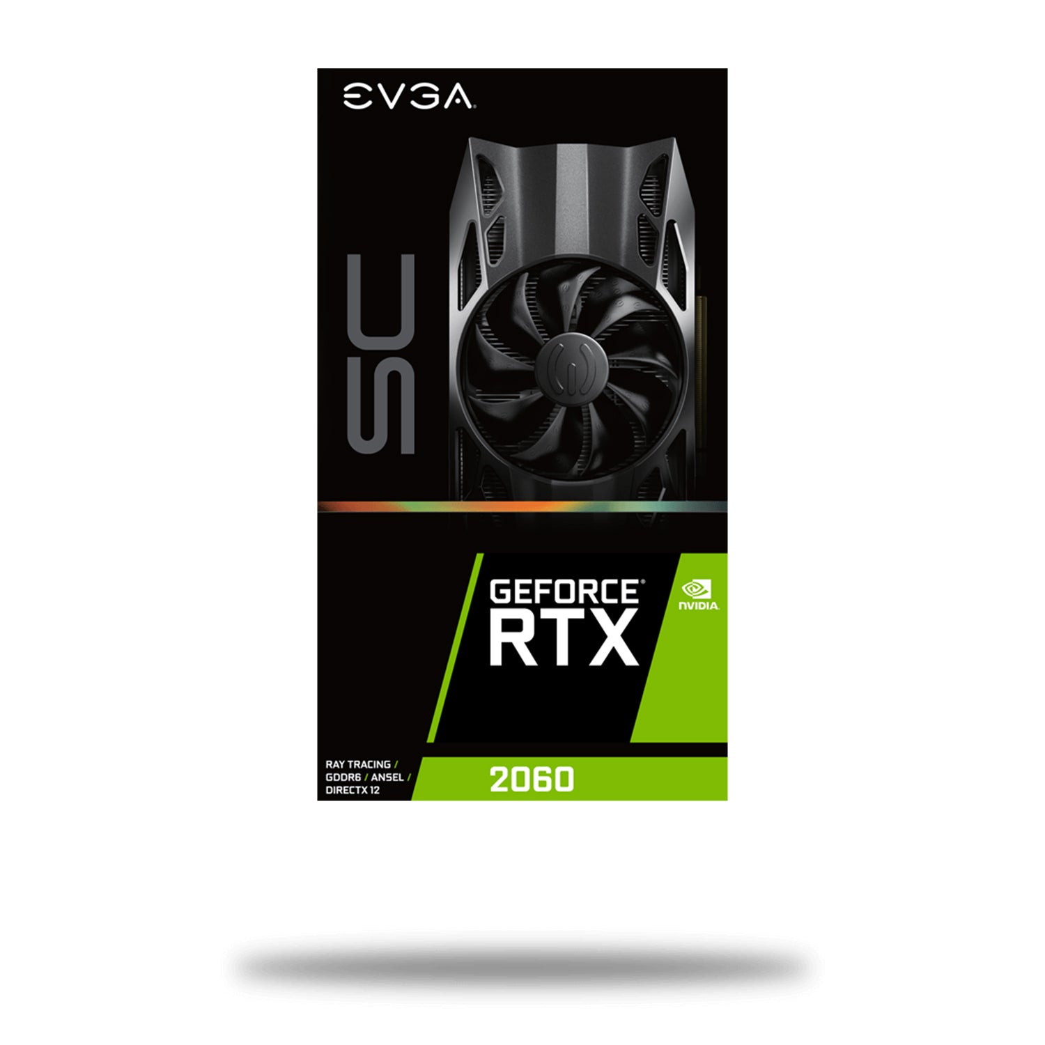 EVGA GeForce RTX 2060 Graphics card - 6GB GDDR6, PCIe 3.0 Video card, 1710 MHz Boost clock, Display port, HDMI, DVI-D (06G-P4-2062-KR)