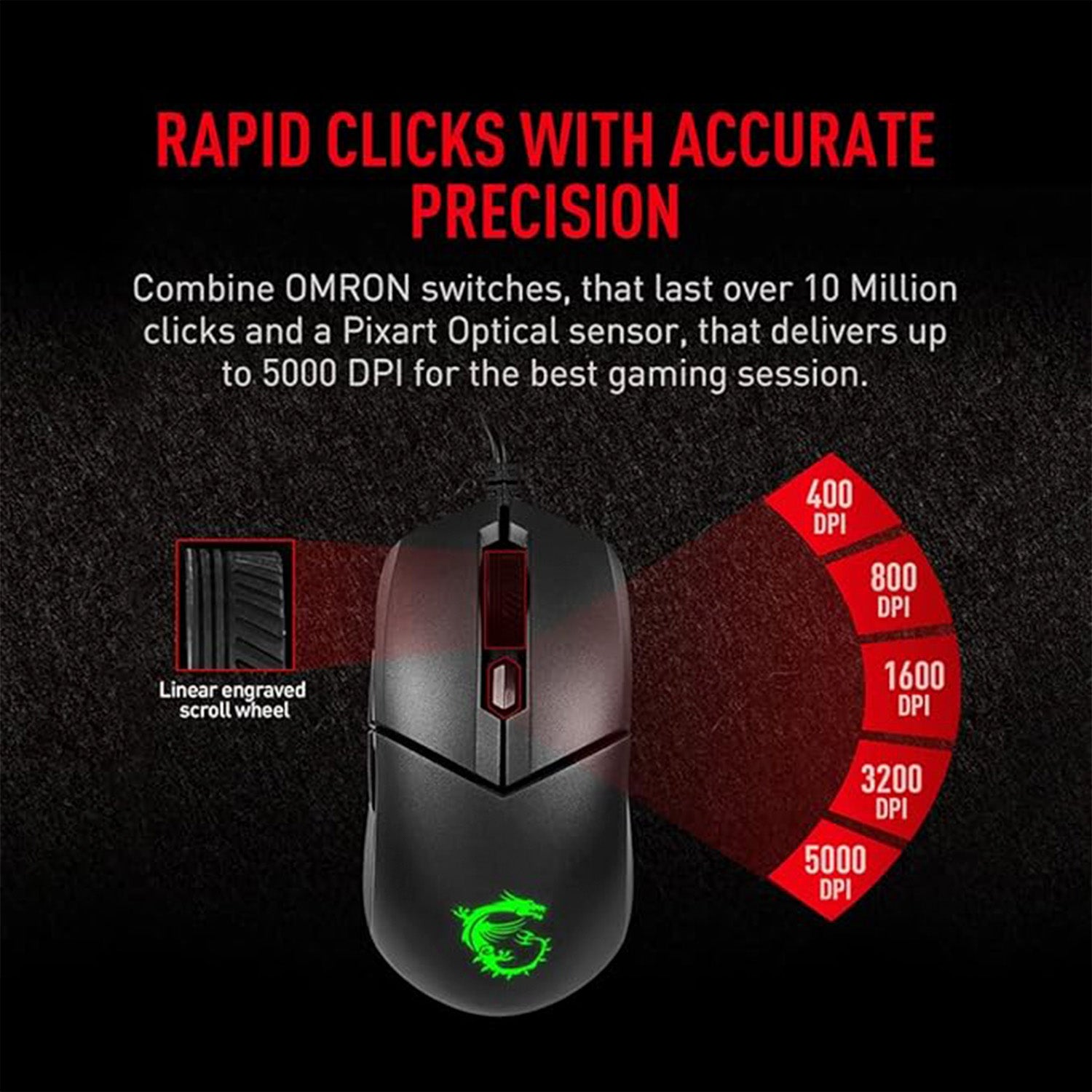 MSI VIGOR GK30 COMBO - Mechanical Gaming Keyboard RGB Backlit USB Wired Keyboard with Plunger Switches 20-key anti-ghosting 104 Keys, for Desktop PC - Black