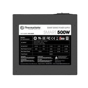 Thermaltake Smart Series 500W Power Supply SLI, ATX Form Factor, CrossFire Ready Continuous Power,120mm Ultra Quiet Cooling Fan, ATX 12V V2.3 | EPS 12V 80 PLUS Certified Active PFC Haswell Ready (PS-SPD-0500NPCWUS-W)