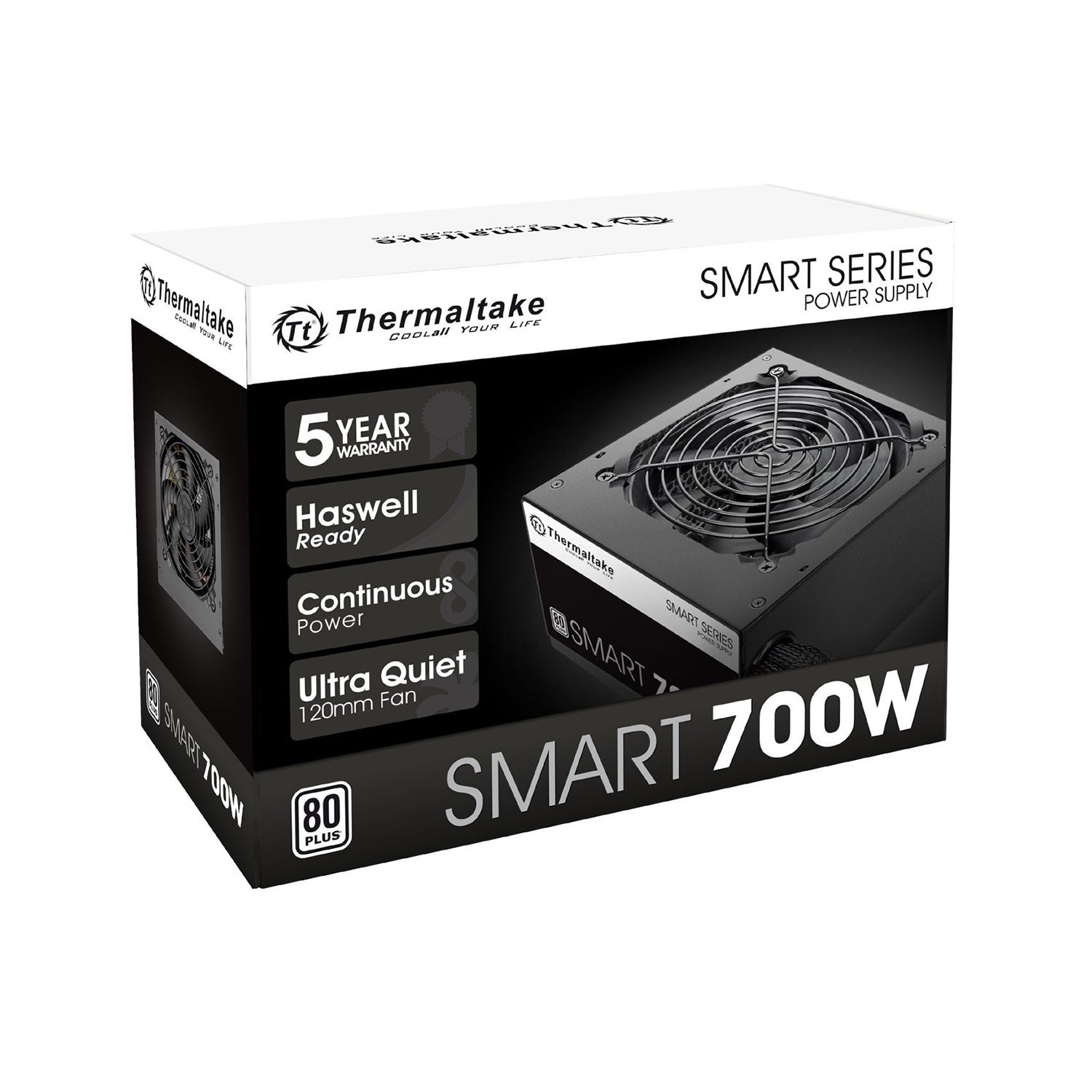 Thermaltake Smart Series 700W Power Supply SLI ATX Form Factor CrossFire Ready Continuous Power ATX12V V2.3 / EPS12V 80 PLUS Certified Active PFC Haswell Ready (PS-SPD-0700NPCWUS-W)