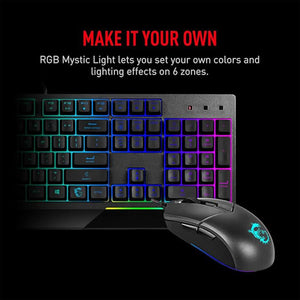 MSI VIGOR GK30 COMBO - Mechanical Gaming Keyboard RGB Backlit USB Wired Keyboard with Plunger Switches 20-key anti-ghosting 104 Keys, for Desktop PC - Black