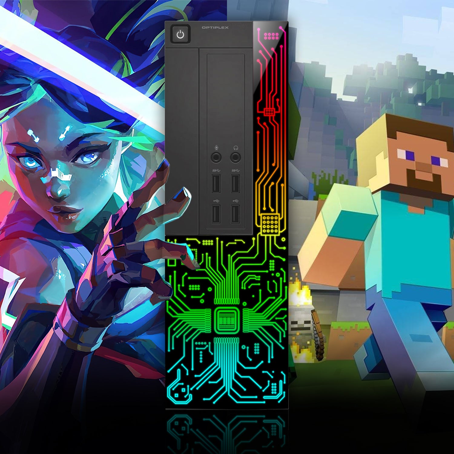 Dell OptiPlex Desktop Customized RGB Lights Computer with 22/24 Inch Monitor, Intel i7 Quad-Core Processor, 16GB RAM, 512GB -2TB SSD, Wi-Fi, Windows 10 - Refurbished