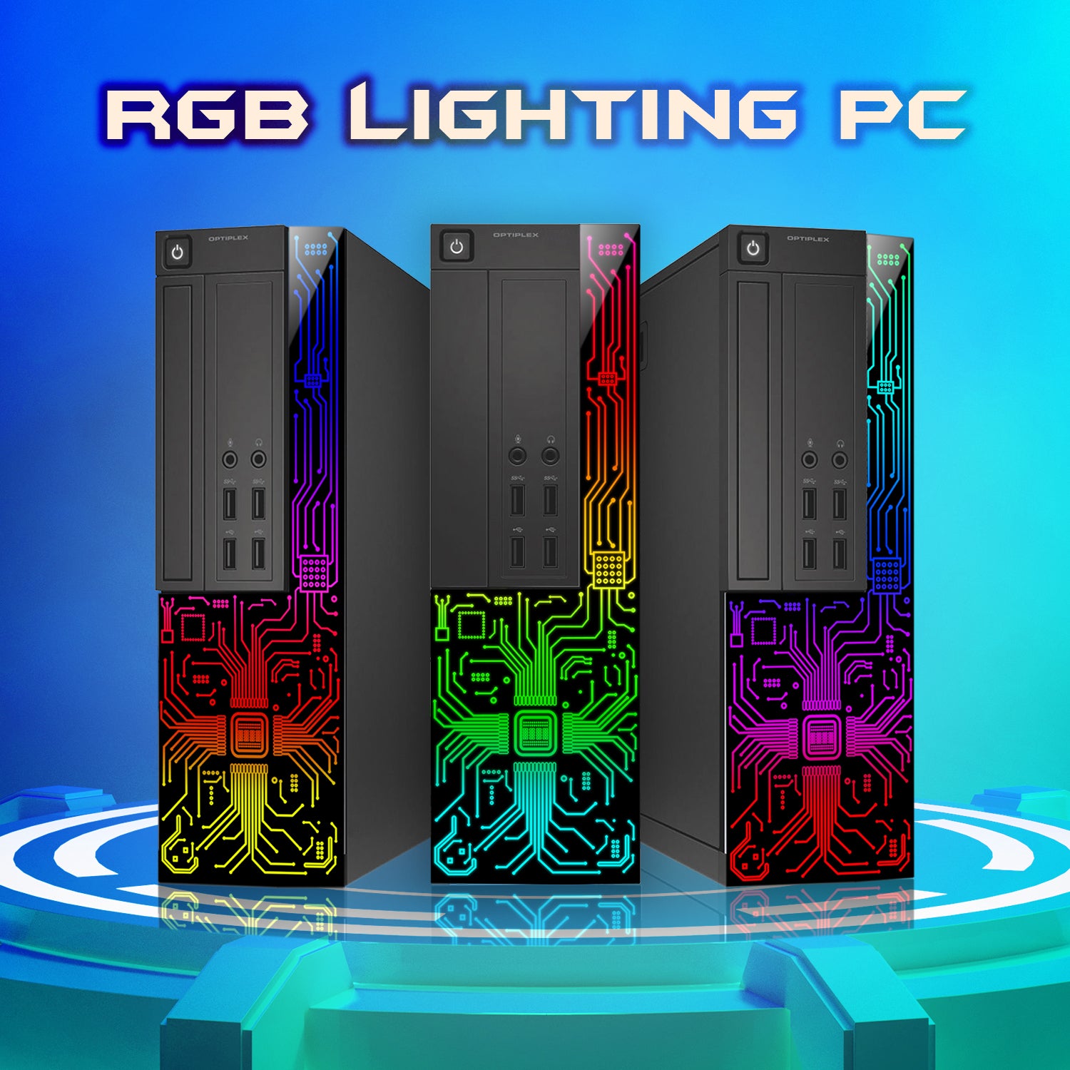 Dell OptiPlex Desktop Customized RGB Lights Computer with 22/24 Inch Monitor, Intel i7 Quad-Core Processor, 16GB RAM, 512GB -2TB SSD, Wi-Fi, Windows 10 - Refurbished