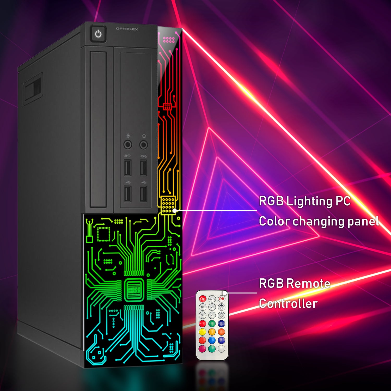 Desktop Monitor Combo - Dell OptiPlex Desktop Customized RGB Lights Computer with 22/24 Inch Monitor, Intel i5 Quad-Core Processor, 8GB RAM, 256 -1TB SSD, Wi-Fi, Windows 10 - Refurbished