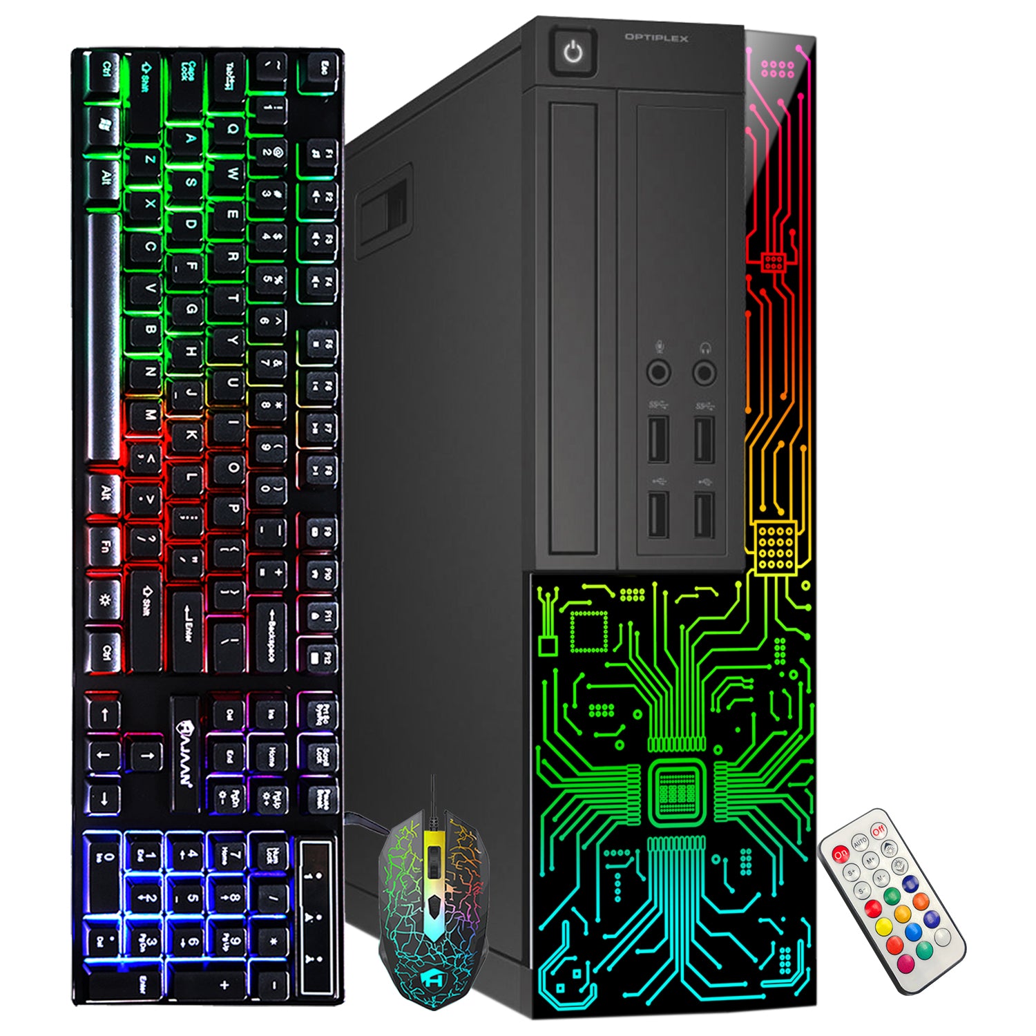 Dell OptiPlex Desktop Customized RGB Lights Computer with 22/24 Inch Monitor, Intel i7 Quad-Core Processor, 16GB RAM, 512GB -2TB SSD, Wi-Fi, Windows 10 - Refurbished