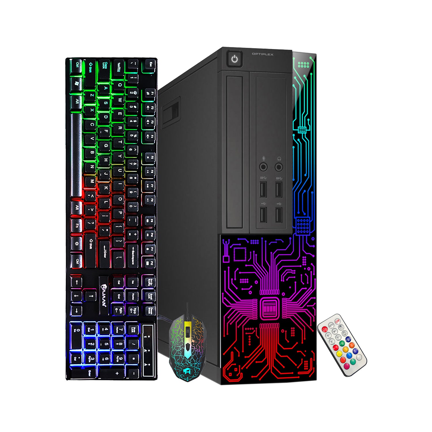 Dell OptiPlex Gaming Desktop Computer with Customized RGB Lights Intel i7 Quad-Core Processor 16GB RAM 512GB -1TB SSD Win 10 Pro WIFI, Gaming PC Keyboard & Mouse - Refurbished