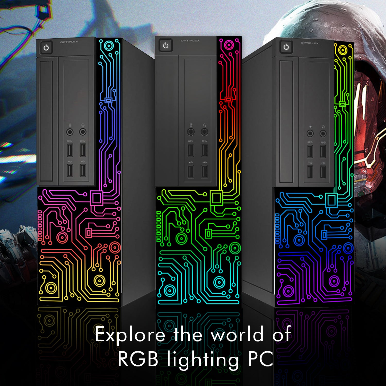 Dell OptiPlex Desktop Customized RGB Lights Computer Intel i5 Quad-Core Processor 8GB RAM 512GB SSD Win 10 Pro WIFI, Gaming PC Keyboard & Mouse - Refurbished